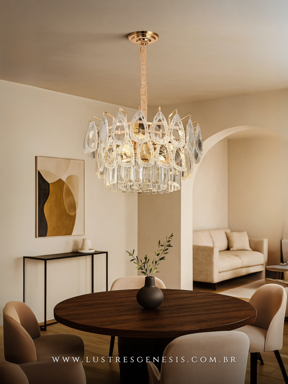 Lumin&aacute;ria de Teto Pendente Cristal e Vidro Trabalhado